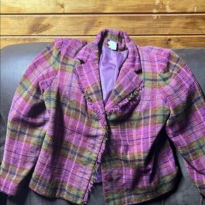 Plaid Women's Blazer in Purple and Green